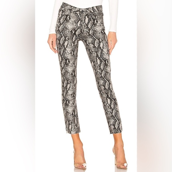 PAIGE Denim - Paige revolve Hoxton Slim Pants Size 27 Raw Hem Roccia snake print stretch